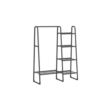 Kledingrek met 5 niveaus, stalen frame, zwart, 40 x 101,7 x 153,3 cm