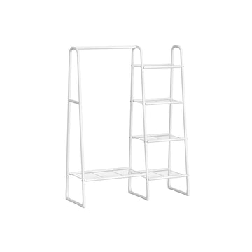 Kledingrek met 5 planken, stalen frame, wolkwit, 40 x 101,7 x 153,3 cm, 70 kg