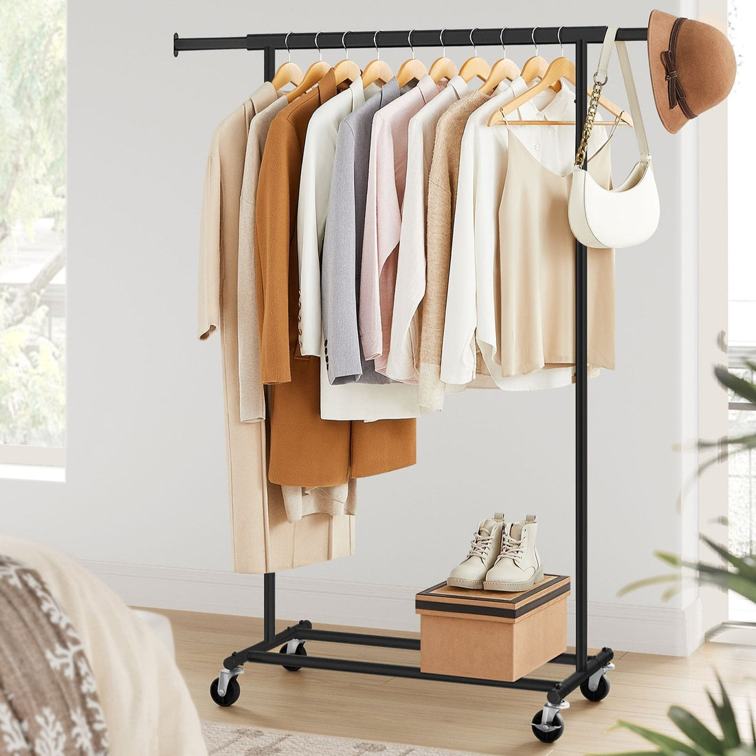 Ausziehbarer Kleiderständer – Garderobe – Eisenrohr – (92-132) x 45,4 x 160 cm
