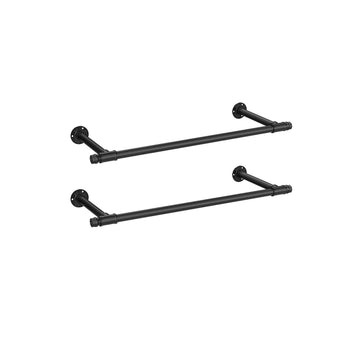 2-pack zwarte stalen kledingroede - heavy duty - 30 x 84 x 7 cm