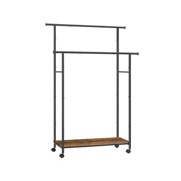 Kledingrek met wielen, vintage bruin-zwart, staal/spaanplaat, 39,6 x 98,5 x 156,8 cm