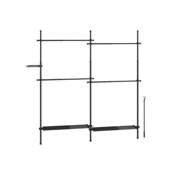 Verstelbaar kledingrek matzwart - staal en kunststof - 33,5 x (162-238) x (208-310) cm