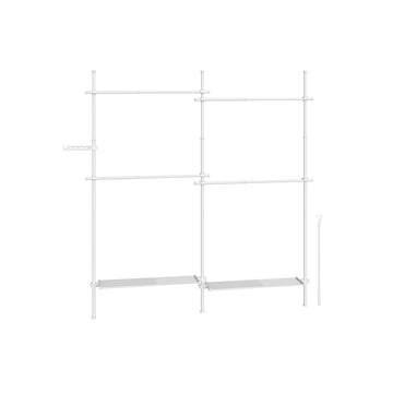 Kledingrek, verstelbaar, matwit staal - 33.5 x (162-238) x (208-310) cm