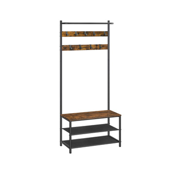 Kapstok met bankje - kledingrek - halorganizer - ruimtebesparend - 32,2 x 64 x 180 cm