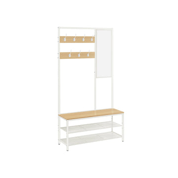 Kapstok met hoedenrek - Eiken wit - Spaanplaat en staal - Extra stevig - 35 x 98 x 180 cm