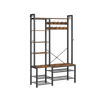 Kapstok vintage bruin-zwart - halmeubel - spaanplaat/staal - 40 x 120 x 190 cm