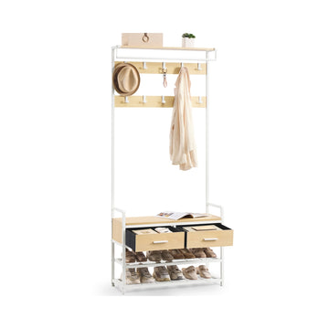 Garderoberek met schoenenbank | Goud eikenkleurig-matwit | 80,4x30x181,6 cm