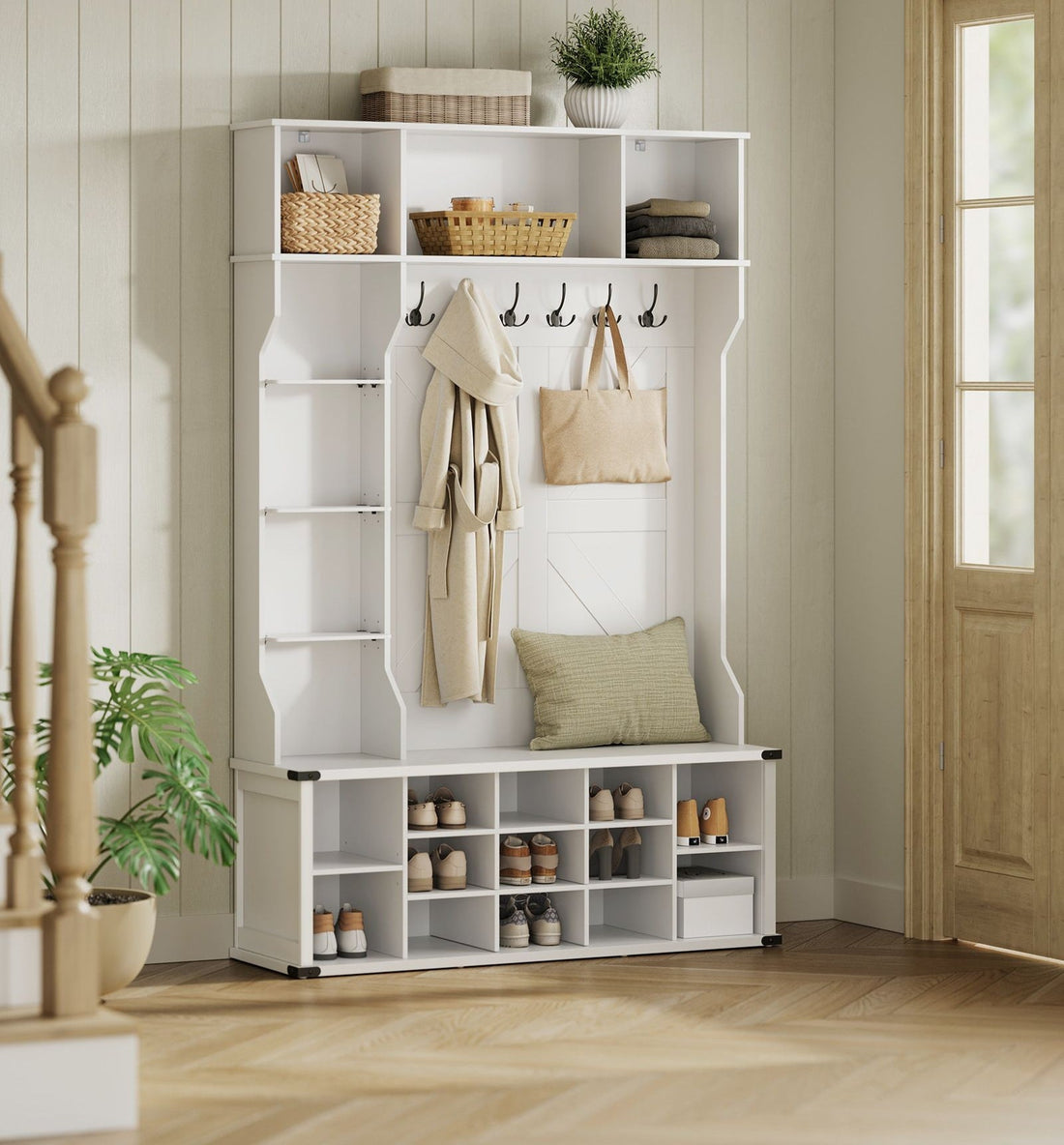 Kleiderstange - Kleiderschrank - Weiß - 40x130x200 cm - Holz und Stahl