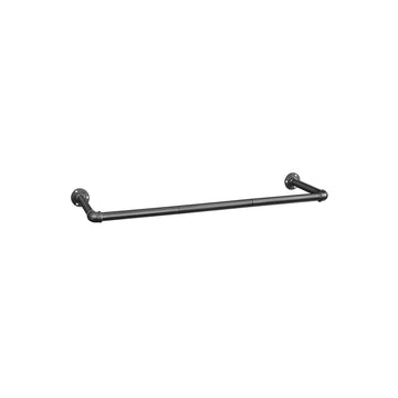 Wandgemonteerd kledingrek - zwarte stalen hangrail - 92 x 30 x 7,5 cm