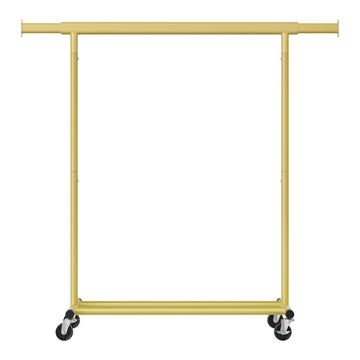Mobiele kledingstandaard met flexibele kledingstang | Licht goud | 92-132x45,4x160 cm