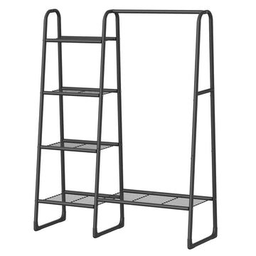 Kledingrek met 5 planken | Zwart | 101,7x40x153,3 cm