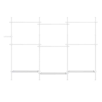 3-laags verstelbaar kledingrek met 6 kledingstangen en 3 planken | Wit | 240-353x33,5x220-300 cm