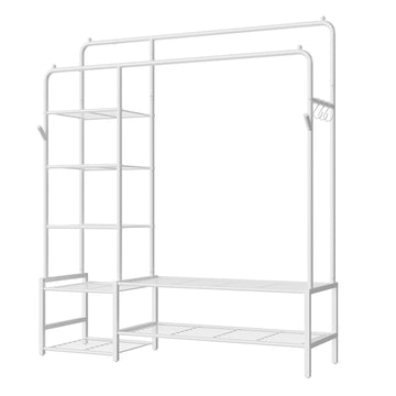 Kledingrek open kledingkast garderoberek met 7 planken | Wit | 115,8x45x172,8 cm