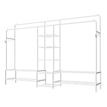 Kledingrek open kledingkast met 9 legplanken | Wit | 195x45x172,8 cm