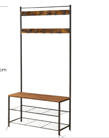 Garderoberek - Vintage stijl - Stevig hout en staal - 32 x 85 x 175 cm