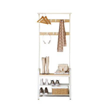 Kapstokrek met schoenenbank, halorganizer, 72 x 33,7 x 183 cm