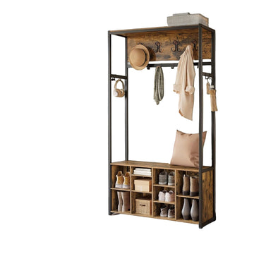Kledingkast - Ruime opberger - Duurzaam - 32 x 100 x 180 cm - Vintage bruin/zwart