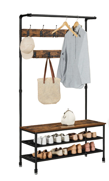 Industriële kledingkast met bankje en planken - 100 x 41,5 x 182 cm
