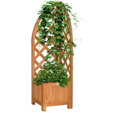 Plantenbak met hoekrek - Houten bloembak | Kleur: Bruin | Afmetingen: 32x32x108 cm