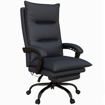 Ergonomische massagebureaustoel met voetensteun | Kleur: Zwart | Afmetingen: 66x74x114-121.5 cm