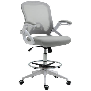 Bureaustoel stahulp | Kleur: Grijs en wit | Afmetingen: 60x64x106-126 cm