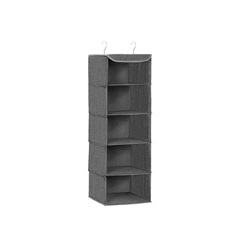 Hangend opbergrek - 5 vakken - grijs - 30 x 30 x 90 cm