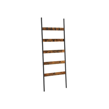 Ladderrek hout vintage zwart staal 65x178 cm wandmontage