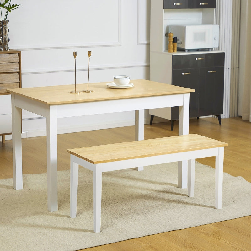 Hölzerne 2-Sitzer-Bank - Kiefer massiv, lackiert | Farbe: Natur + Weiß | Maße: 102x36x45 cm