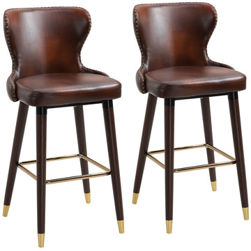 Set van 2 vintage barkrukken - Bruine barkrukken | Kleur: Bruin | Afmetingen: 52x53x101 cm