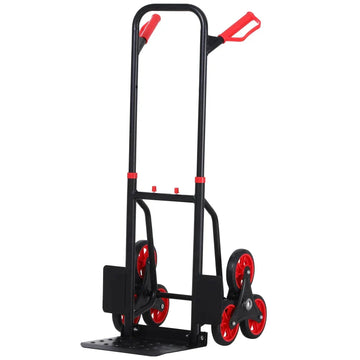 Trapklimmer steekwagen, 6 wielen, 150 kg | Kleur: Zwart + Rood | Afmetingen: 45x60x109 cm