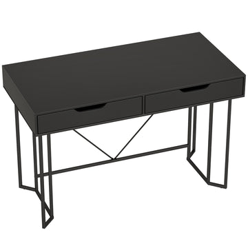 Computertafel met 2 laden, 120x60 cm | Kleur: Zwart | Afmetingen: 120x60x77 cm