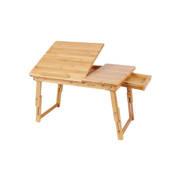 Inklapbare laptoptafel, verstelbaar, bamboe, naturel, 55 x 5,3 x 35 cm