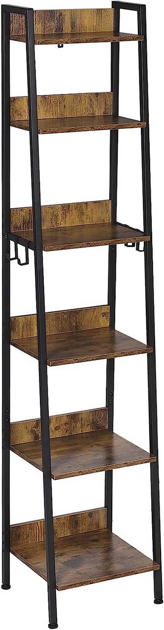 Standrek met 6 niveaus en 4 haken | Zwart Vintage | 41x36x187 cm