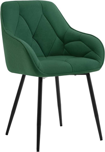 Ergonomische eetkamerstoel van fluweel met metalen poten | Donkergroen | 56x53x83,5 cm