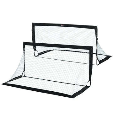 2-delige voetbaldoelen met net | Kleur: Zwart | Afmetingen: 90x89x186 cm