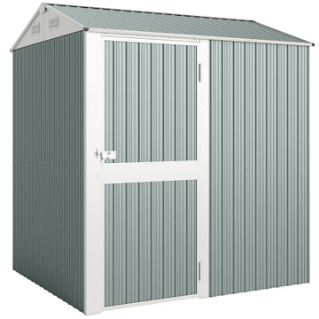 Metalen tuinschuur 3,5 m² met slot | Kleur: Lichtgrijs | Afmetingen: 209x177x236 cm