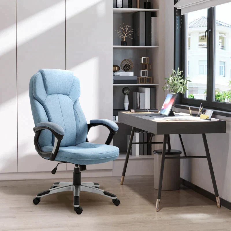 Ergonomischer Bürostuhl mit Wippfunktion | Farbe: Hellblau | Abmessungen: 66x75x110-120 cm