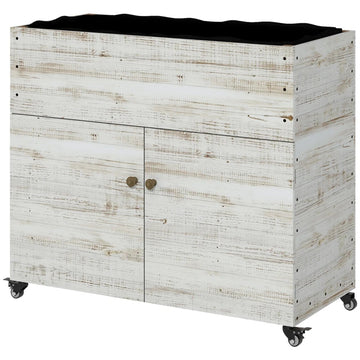 Verhoogde plantenbak op wielen met kast | Kleur: Wit | Afmetingen: 50x110x95 cm