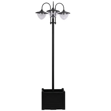 Solar tuinlamp met 3 lampen - Zwarte buitenlamp | Kleur: Zwart | Afmetingen: 55x60x189 cm