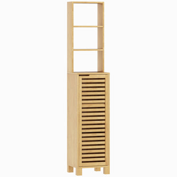Smalle badkamerkast met lamellendeur | Kleur: Naturholz | Afmetingen: 34x30x170 cm