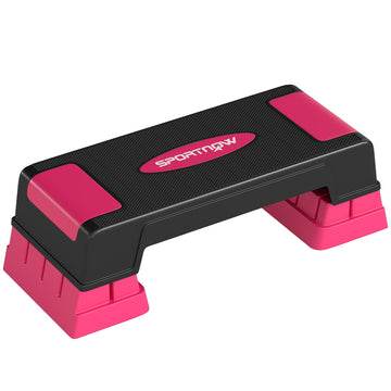 Verstelbare aerobic stepper met 3 hoogtes | Kleur: Roze | Afmetingen: 29x75x22,5 cm