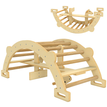 Montessori Klimboog 2-in-1 voor Kinderen | Kleur: Bruin | Afmetingen: 52x110x45 cm