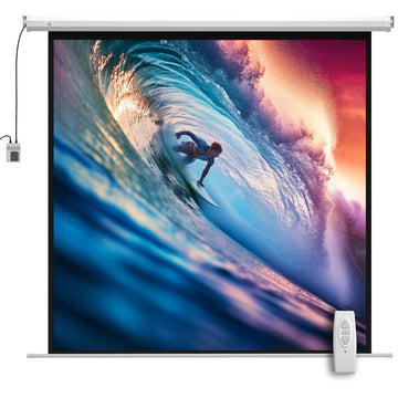 Projectiescherm 92 inch 1:1 HD 4K elektrisch | Kleur: Wit | Afmetingen: 189,5x8x189,5 cm