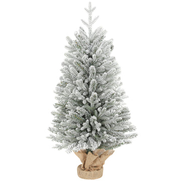 Kleine kunstkerstboom met sneeuw 90 cm | Kleur: Groen+Wit | Afmetingen: 50x50x90 cm