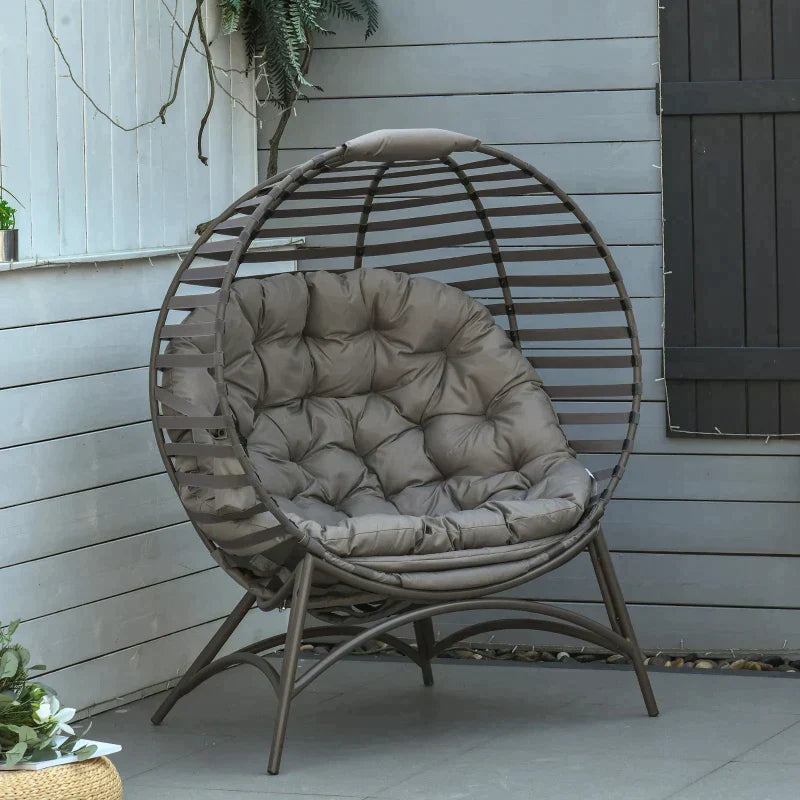 Ovaler Eierstuhl - Klappbarer Loungesessel | Farbe: Sandbraun | Abmessungen: 75x118x139 cm