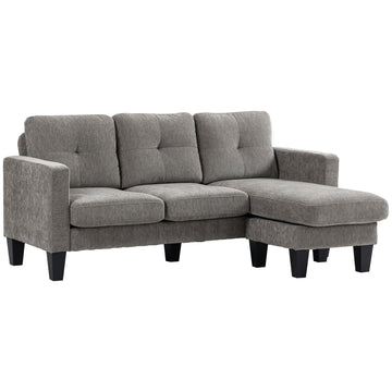 Hoekbank met omkeerbare chaise longue, grijs | Kleur: Grijs | Afmetingen: 186x130x84 cm