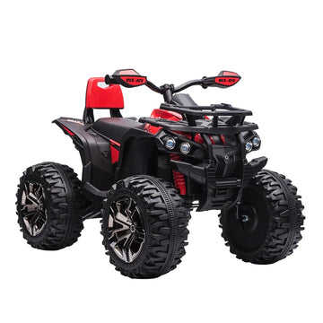 Elektrische kinderquad met LED en MP3 | Kleur: Rood | Afmetingen: 65x100x73 cm