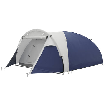 Campingtent 3-4 Personen, 2 Deuren en Draagtas | Kleur: Blauw | Afmetingen: 240x320x130 cm