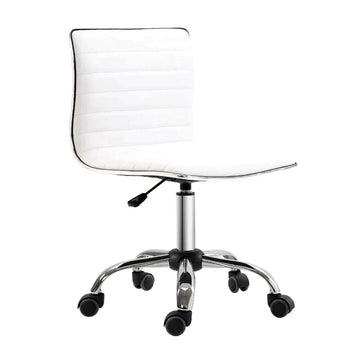 Kappersstoel - Verstelbare salonstoel met wielen | Kleur: Wit | Afmetingen: 52x48x78-90 cm