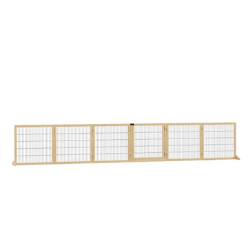Hondenhek 6 panelen - Opvouwbare hondenbarrière | Kleur: Naturel | Afmetingen: 432x36x70 cm